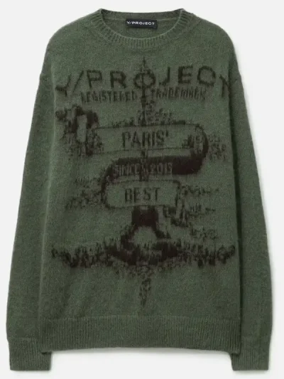 Y/PROJECT Men's Green Paris Best Jacquard Sweater