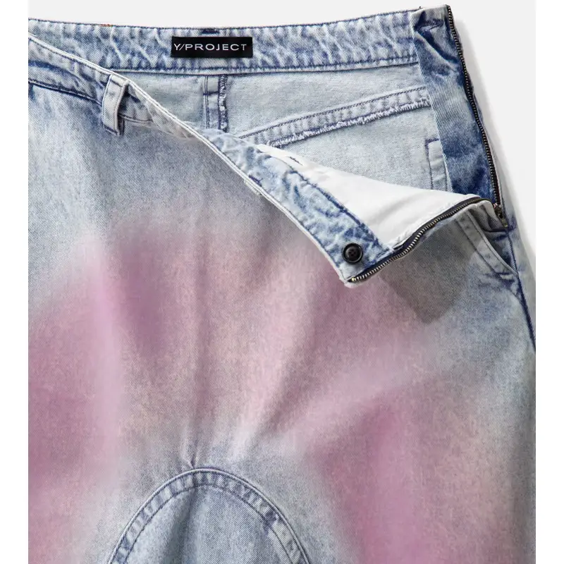 Y/PROJECT Men's Ice Blue Souffle Denim Shorts Front
