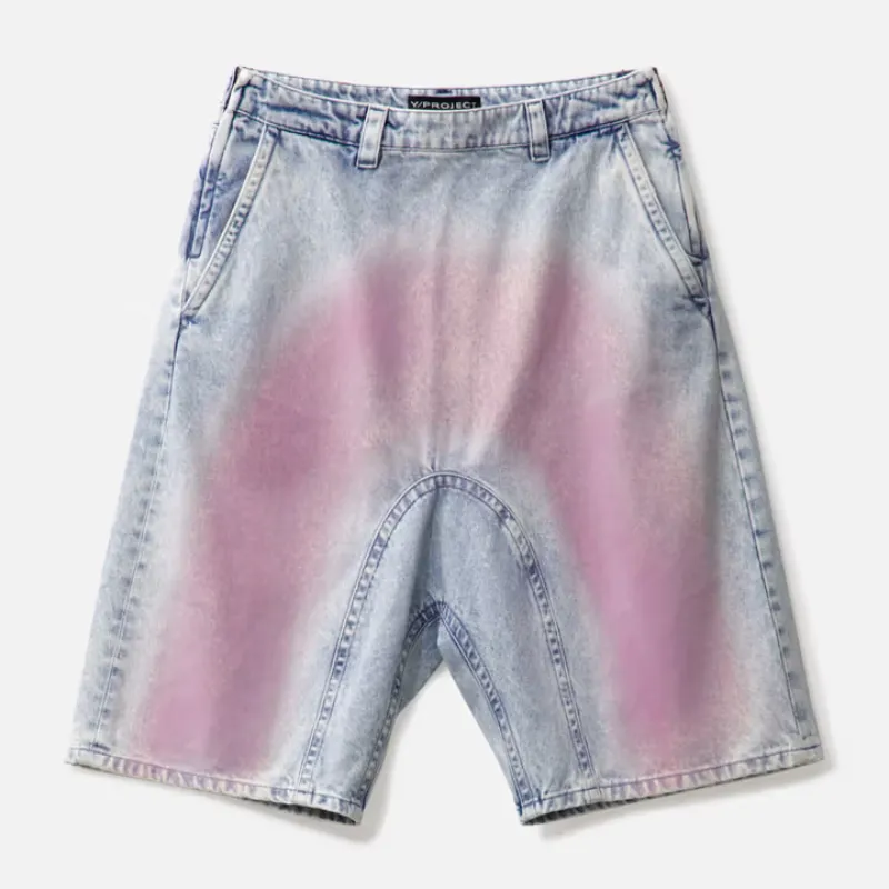 Y/PROJECT Men's Ice Blue Souffle Denim Shorts