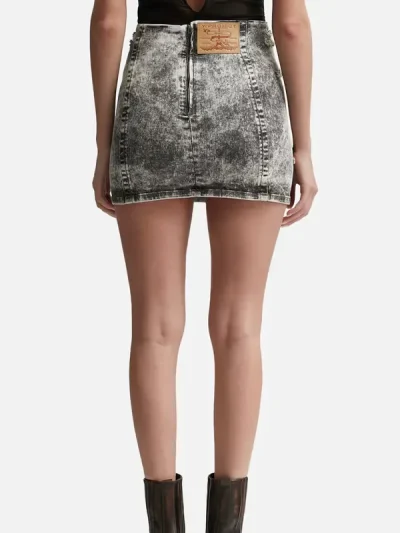 Y/PROJECT Women's Black Paris Best Patch Denim Mini Skirt Back