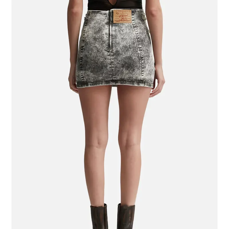 Y/PROJECT Women's Black Paris Best Patch Denim Mini Skirt Back