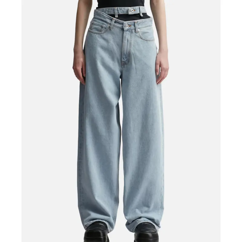 Y/PROJECT Women's Ice Blue Multi Waistband Jeans