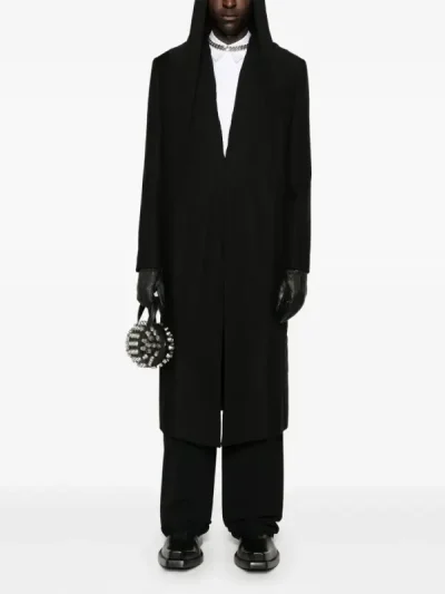 Y/Project Black Draped-Detail Coat Front