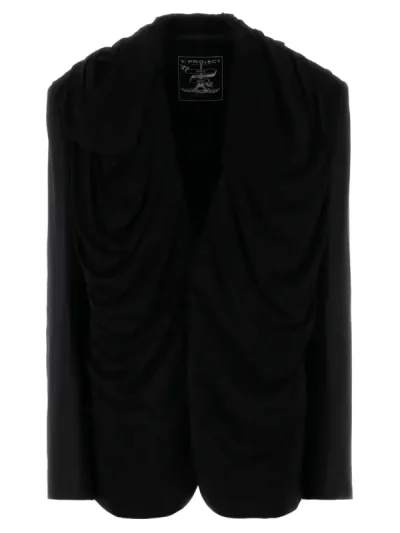 Y/Project Black Draped Hooded Blazer