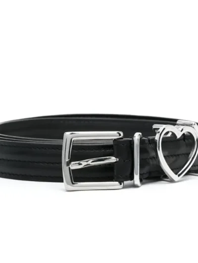 Y/Project Black Heart Logo-Plaque Leather Belt