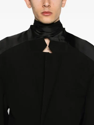 Y/Project Black Scarf-Detail Single-Breasted Blazer Close
