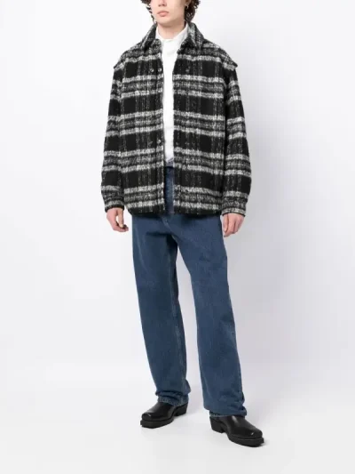 Y/Project Black/White Textured Stripe-Pattern Shirt Jacket Wear