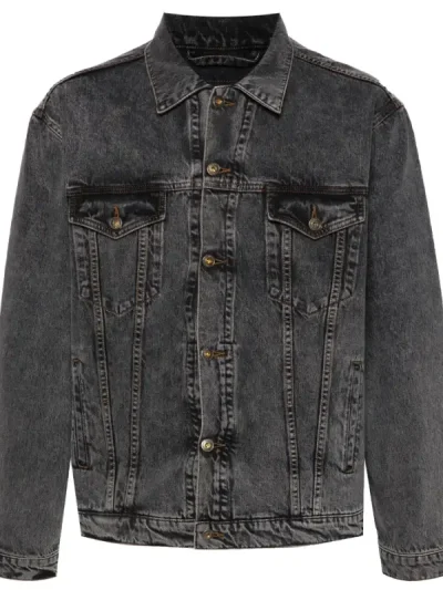 Y/Project Dark Grey Logo-Patch Denim Jacket