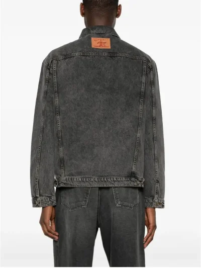 Y/Project Dark Grey Logo-Patch Denim Jacket Back