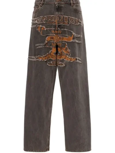 Y/Project Grey Distressed Straight-Leg Jeans