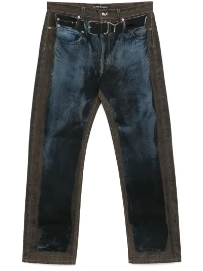 Y/Project Indigo Blue/Brown Trompe L’Oeil-Print Jeans