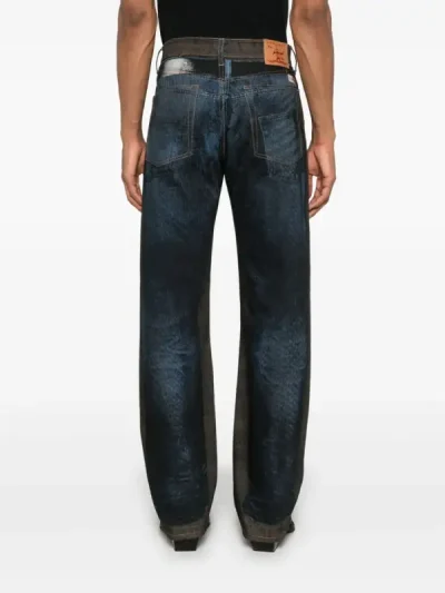 Y/Project Indigo Blue/Brown Trompe L’Oeil-Print Jeans Back