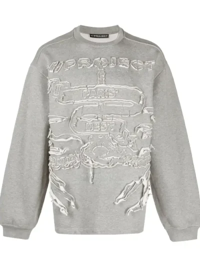 Y/Project Light Grey Paris’ Best Distressed Sweatshirt