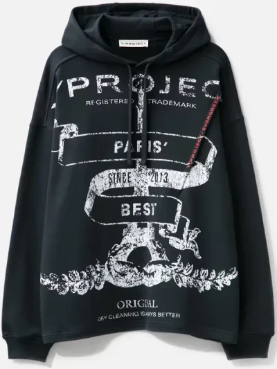 Y/Project Men's Black Evergreen Paris Best Pinched Hoodie