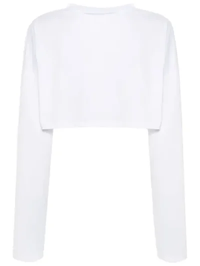 Y/Project White Logo-Appliqué Cropped T-Shirt Back