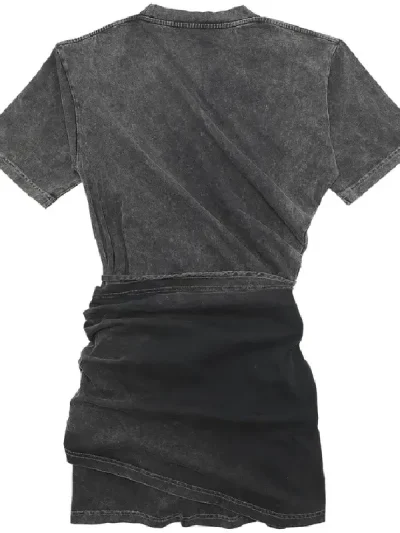 Y/Project Black Acid Wash Twisted T-Shirt Mini Dress Back