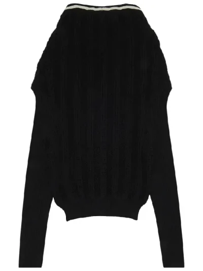 Y/Project Black Classic Ruffle Necklace Cardigan Back