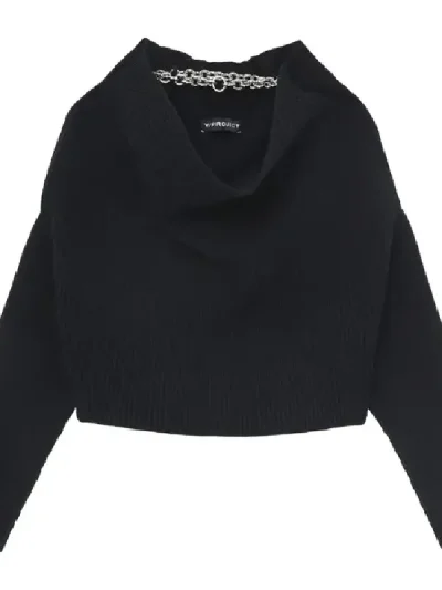 Y/Project Black Draped Chain Ribbed Sweater