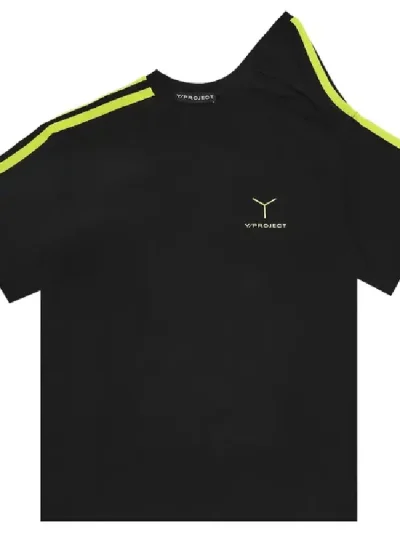 Y/Project Black/Lime Green Y Logo Clip Shoulder T-Shirt