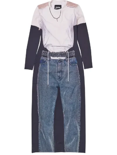 Y/Project Black/Navy/White Trompe L'Oeil Y Belt Denim Maxi Dress