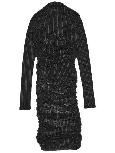 Y/Project Black Pinstripe Ruched Drawstring Blazer Dress Back