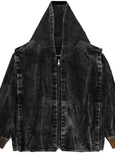 Y/Project Black Vertical Whiskers Velcro Denim Jacket