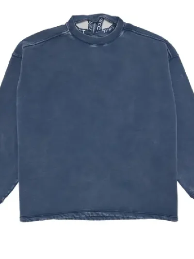 Y/Project Blue/Acid Wash Triple Collar Sweatshirt