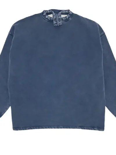 Y/Project Blue/Acid Wash Triple Collar Sweatshirt Collar