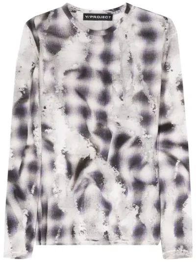 Y/Project Blue Check Long-Sleeve Top