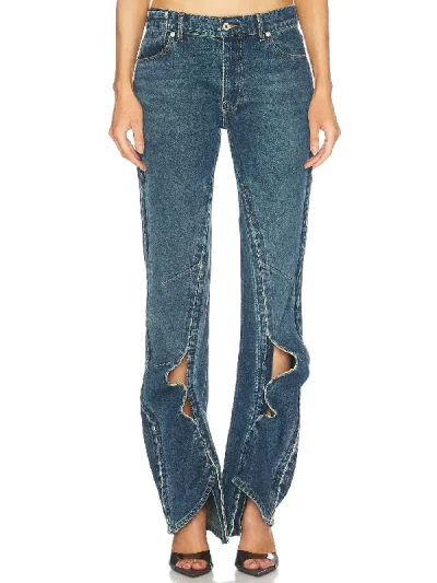Y/Project Blue Hook And Eye Straight Leg Jeans