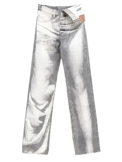 Y/Project Blue/White Body Morph Asymmetric Jeans