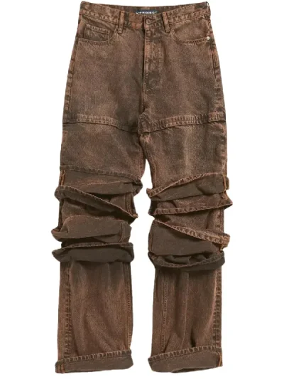 Y/Project Brown Multi Cuff Jeans