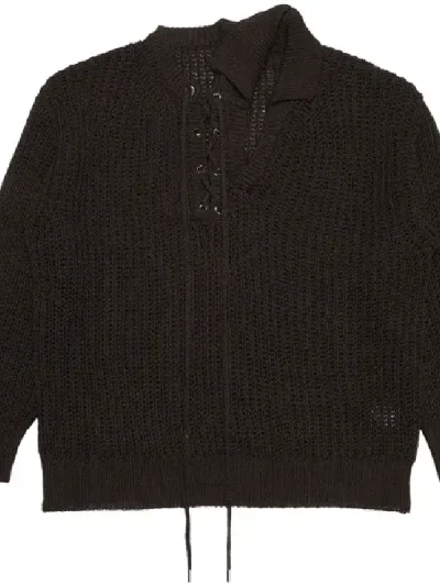 Y/Project Dark Brown Double Collar Laced Pullover