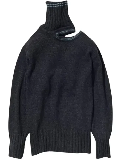 Y/Project Dark Grey/Blue Double Neck Oversized Sweater