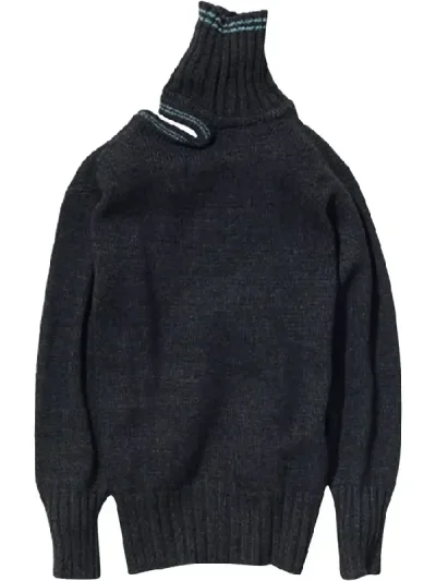 Y/Project Dark Grey/Blue Double Neck Oversized Sweater Back