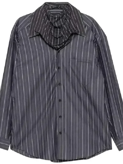 Y/Project Dark Grey Stripe Turtleneck Shirt