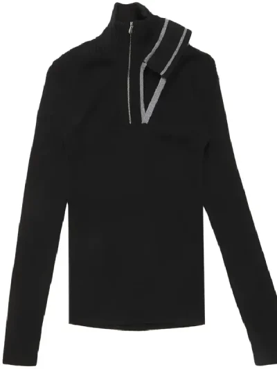 Y/Project Evergreen Black Double Collar Fitted Sweater