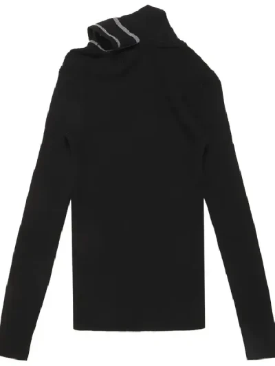 Y/Project Evergreen Black Double Collar Fitted Sweater Back
