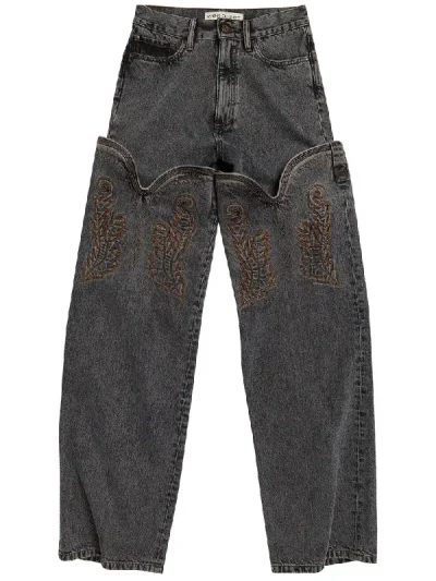 Y/Project Evergreen/Vintage Black Maxi Cowboy Cuff Jeans