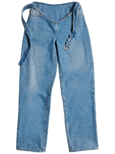 Y/Project Faded Blue Belt Arc Jeans