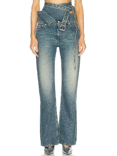 Y/Project Faded Blue Wrap Belt Bootcut Leg Jeans