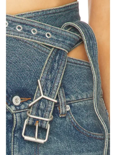 Y/Project Faded Blue Wrap Belt Bootcut Leg Jeans Close