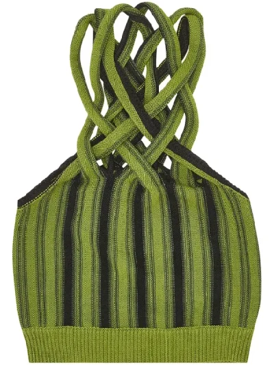 Y/Project Green/Black Braided Neck Knit Top