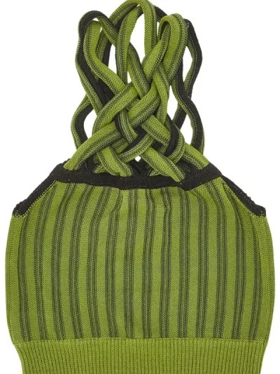 Y/Project Green/Black Braided Neck Knit Top Back