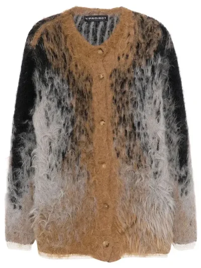 Y/Project Grey Hairy Gradient Cardigan