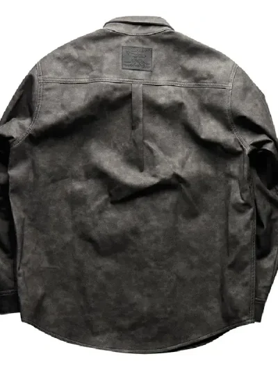 Y/Project Grey Hook And Eye Leather Shirt Back Side