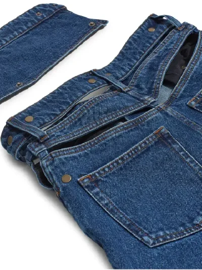 Y/Project Navy Classic Asymmetric Waist Jeans Close