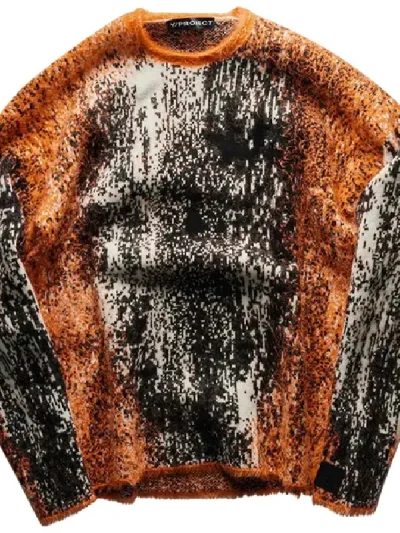 Y/Project Orange/White/Black Gradient Hairy Knit Sweater