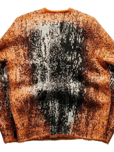 Y/Project Orange/White/Black Gradient Hairy Knit Sweater Back Side