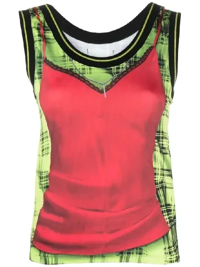 Y/Project Red/Green Trompe L'Oeil Lingerie Tank Top